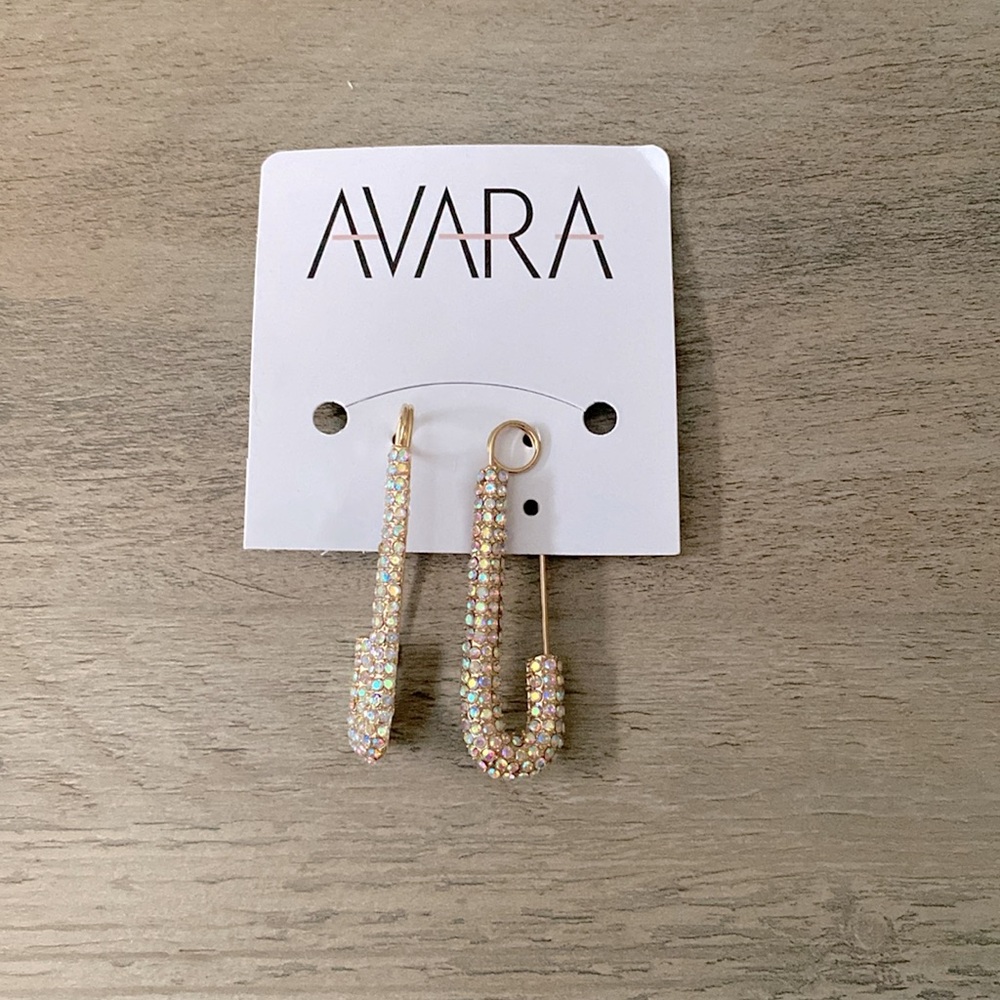 Avara Crystal Safety Pin Earrings
